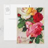 Carte Postale Anniversaire floral vintage (Devant / Derrière)