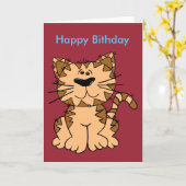 Carte postale Anniversaire Funny Cat (Fleur jaune)