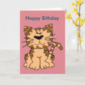 Carte postale Anniversaire Funny Cat (Fleur jaune)