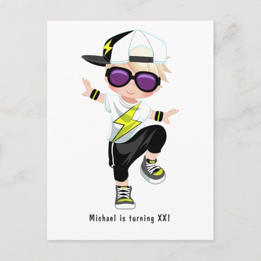 Carte Postale Anniversaire Garçon Rap Hip Hop Breakdance (Devant)
