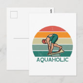 Carte Postale Anniversaire graphique de la nage aquatique fille (Devant / Derrière)