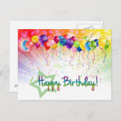 Carte Postale anniversaire heureux (Devant / Derrière)