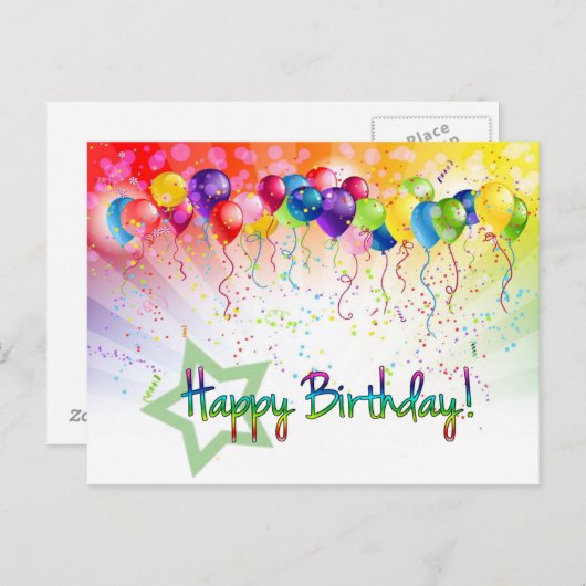 Carte Postale anniversaire heureux (Devant / Derrière)