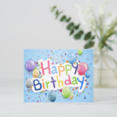 Carte Postale anniversaire heureux (Debout devant)