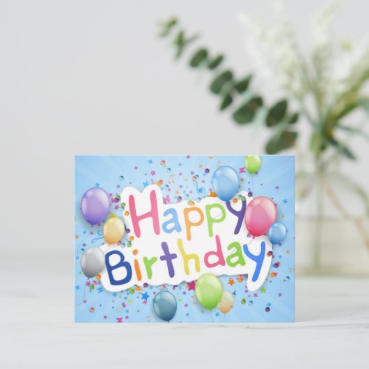 Carte Postale anniversaire heureux (Debout devant)