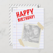 Carte Postale anniversaire heureux (Devant / Derrière)