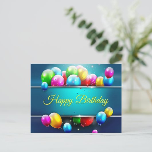 Carte Postale anniversaire heureux (Debout devant)