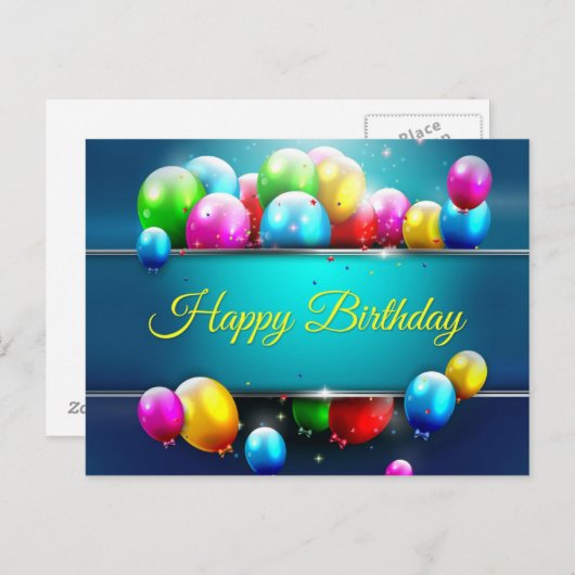 Carte Postale anniversaire heureux (Devant / Derrière)