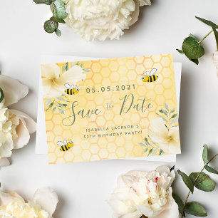 Carte Postale Anniversaire heureux bumble bees party enregistrer