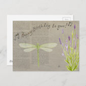 Carte Postale anniversaire heureux de libellule (Devant / Derrière)