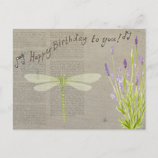 Carte Postale anniversaire heureux de libellule (Devant)
