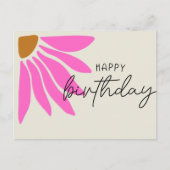 Carte Postale Anniversaire heureux floral rose rétro coloré (Devant)