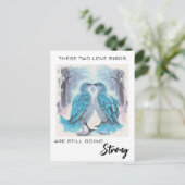 Carte Postale *~* Anniversaire Inséparables Hiver AP54 Art (Debout devant)