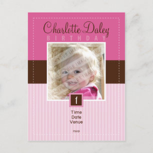 Carte Postale ANNIVERSAIRE INVITATION :: cousue - fille