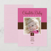 Carte Postale ANNIVERSAIRE INVITATION :: cousue - fille (Devant / Derrière)