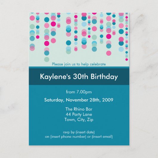 Carte Postale ANNIVERSAIRE INVITATION :: discotek 5 (Devant)