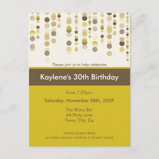 Carte Postale ANNIVERSAIRE INVITATION :: discotek 6 (Devant)