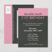 Carte Postale ANNIVERSAIRE INVITATION :: dynamique centré P2 (Devant / Derrière)