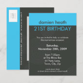 Carte Postale ANNIVERSAIRE INVITATION :: dynamique centré P7 (Devant / Derrière)