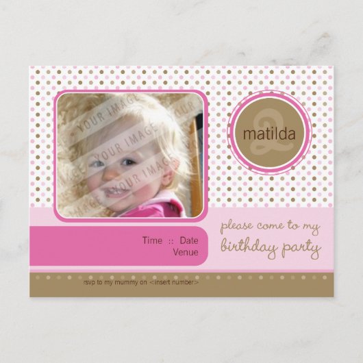 Carte Postale ANNIVERSAIRE INVITATION :: fizz - fille (Devant)