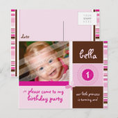 Carte Postale ANNIVERSAIRE INVITATION :: grâce - fille (Devant / Derrière)