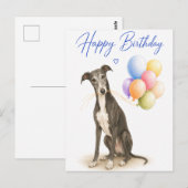 Carte Postale Anniversaire Lévrier (Devant / Derrière)