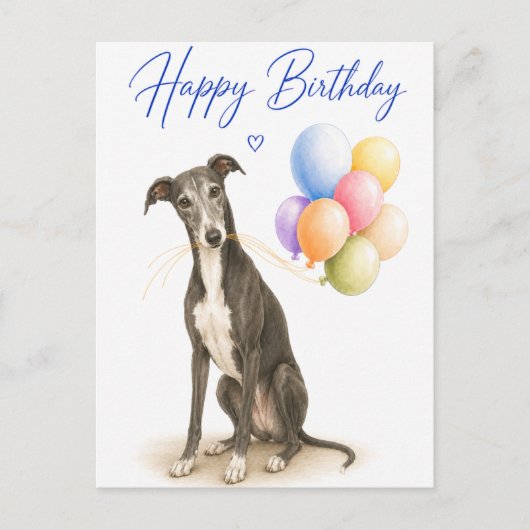Carte Postale Anniversaire Lévrier (Devant)