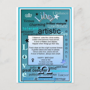 CARTE POSTALE ANNIVERSAIRE LIBRA