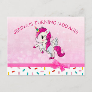 Carte Postale Anniversaire Licorne Mignonne et Paillettes de Bon