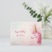 Carte Postale Anniversaire Licorne Rose (Debout devant)