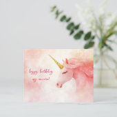 Carte Postale Anniversaire Licorne Rose (Debout devant)