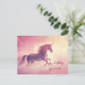 Carte Postale Anniversaire Licorne Rose (Debout devant)
