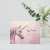 Carte Postale Anniversaire Licorne Rose (Debout devant)