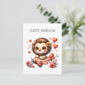 Carte Postale Anniversaire Lion Pilote (Debout devant)