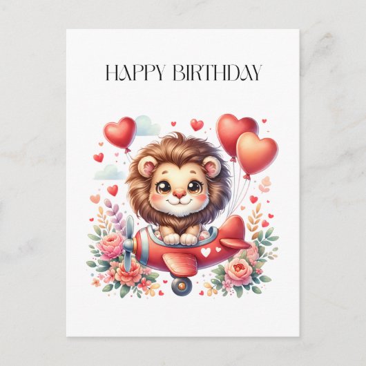 Carte Postale Anniversaire Lion Volant (Devant)