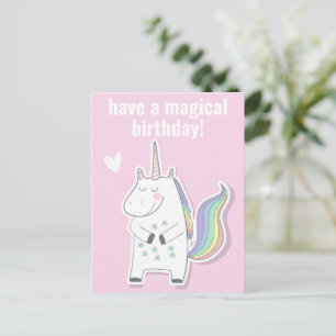 Carte Postale Anniversaire Magique - Licorne Enfants Mignons