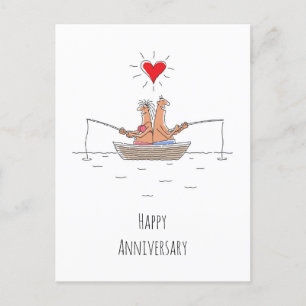 Carte Postale Anniversaire mariage Marié Couple Coeur de pêche