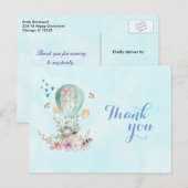 Carte Postale Anniversaire Merci Bunny équitation dans un ballon (Devant / Derrière)