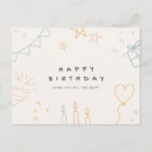 Carte Postale Anniversaire Minimaliste Doodle (Devant)