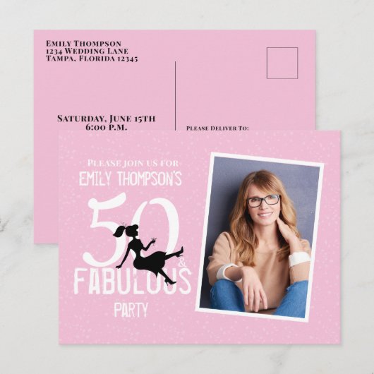 Carte Postale Anniversaire Moderne Cinquante et Fabuleux Photo C (Devant / Derrière)