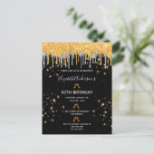 Carte Postale Anniversaire noir or parties scintillant argent gl (Debout devant)