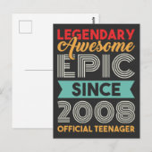 Carte Postale Anniversaire Officiel 13 Ans Treize Ans (Devant / Derrière)