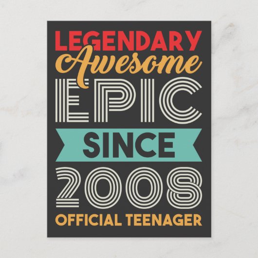 Carte Postale Anniversaire Officiel 13 Ans Treize Ans (Devant)