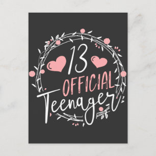 Carte Postale Anniversaire officiel de 13 ans Adolescente de 13 