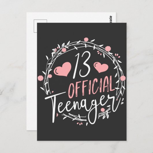 Carte Postale Anniversaire officiel de 13 ans Adolescente Fille (Devant / Derrière)