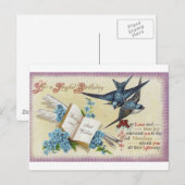 Carte Postale Anniversaire Oiseau Bleu (Devant / Derrière)