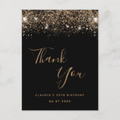 Carte Postale Anniversaire parties scintillant d'or noir glamour (Devant)