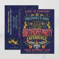 Anniversaire Party Rock Band Concert Ticket Retro 