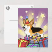 Carte Postale Anniversaire Pembroke Welsh Corgi (Devant / Derrière)