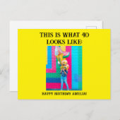 Carte Postale Anniversaire personnalisé drôle 40e étape (Devant / Derrière)